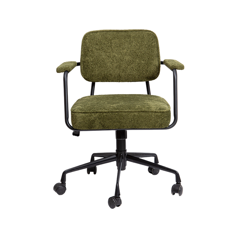 Ghế văn phòng vải khung đen ổn định theo phong cách Olive Green